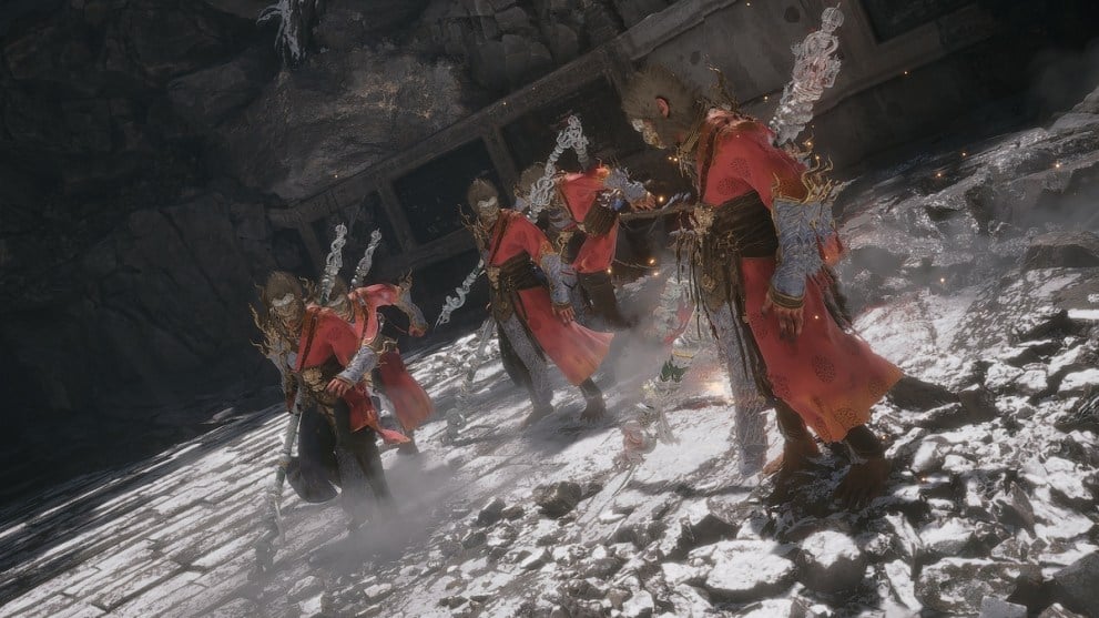 Black Myth Wukong using clone spell with 4 wukongs