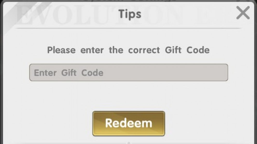 Girls Evo Idle RPG code redemption menu
