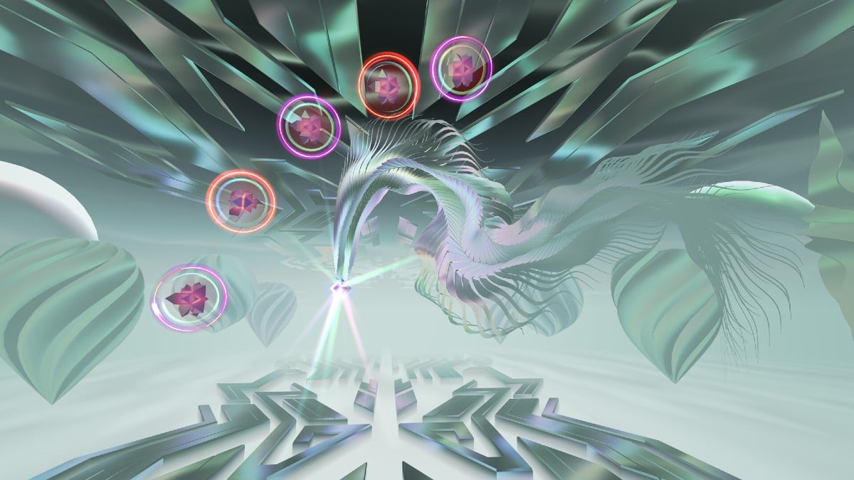 Gameplay on a white backdrop in Thrasher.
